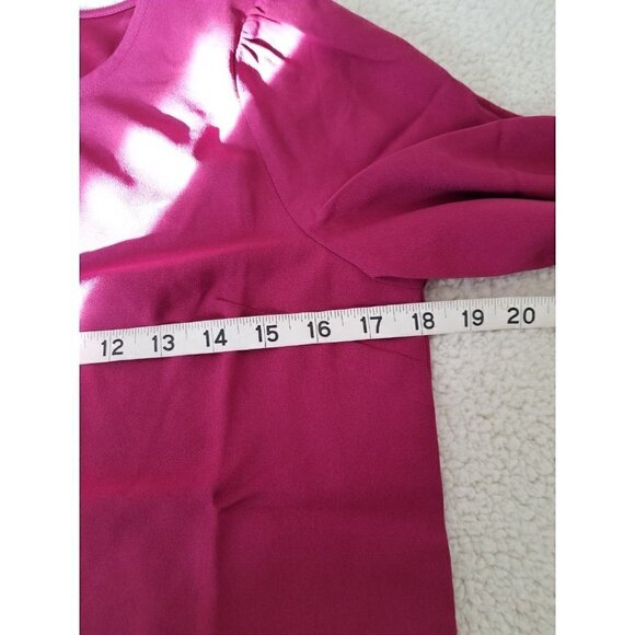 J.Crew Long Puff Sleeve Keyhole Neckline Top in Magenta Recycled Poly Women Sz S - Picture 5 of 7